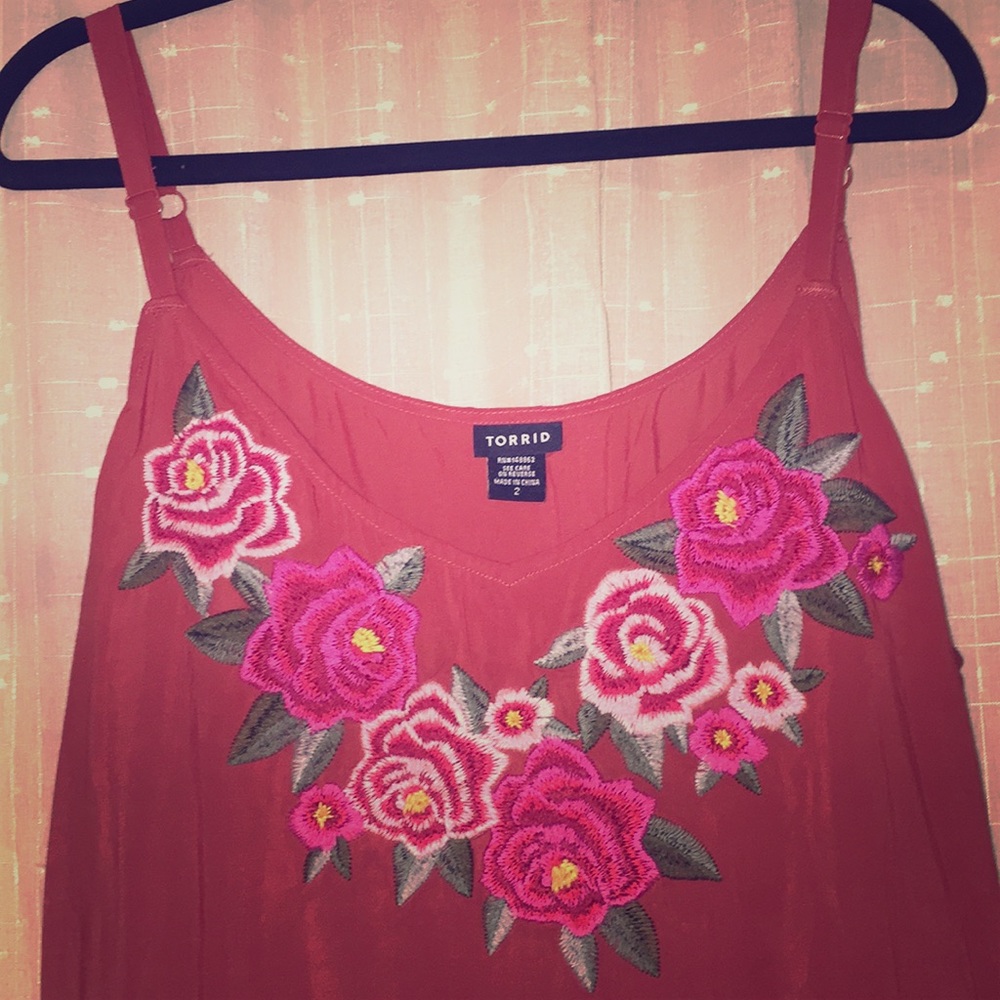 Embroidered sleeveless top
